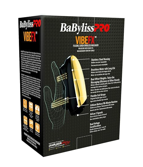BaBylissPRO VIBEFX 2-Speed Cord/Cordless Massager