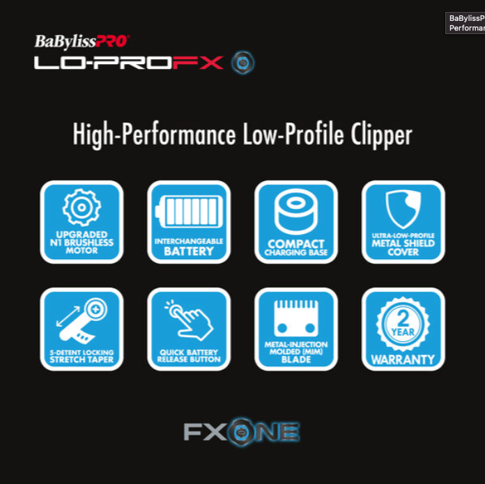 BaBylissPRO® FXONE™ Lo-ProFX High Performance Low-Profile Clipper (Silver)