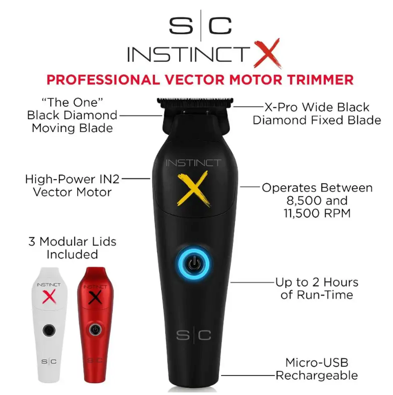 StyleCraft Instinct X Metal Trimmer - Professional Cordless Hair Trimmer with IN2 Vector Motor