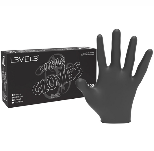L3VEL3 BLACK NITRILE GLOVES 100CT