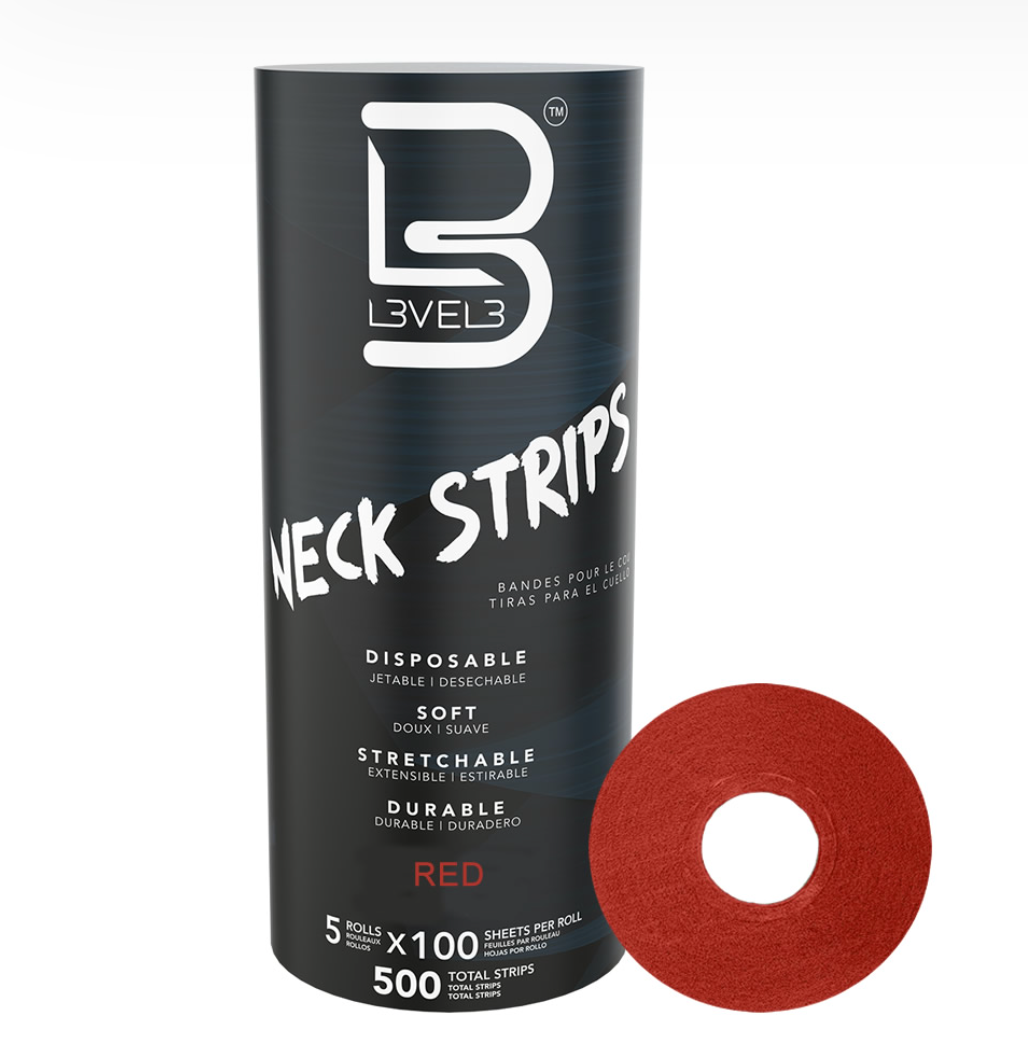 L3vel3 Neck Strips - Red - 5 Rolls 100 strips/Roll