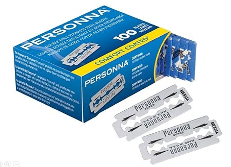 Personna Double Edge Stainless Steel Blades 100 Pcs Comfort Coated Safety Barber Shaving Razor Made in USA