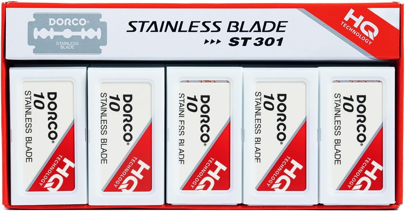 Dorco ST-301 Stainless Steel Razor Blades 100-Count Dispenser Pack