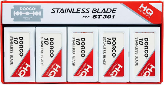 Dorco ST-301 Stainless Steel Razor Blades 100-Count Dispenser Pack