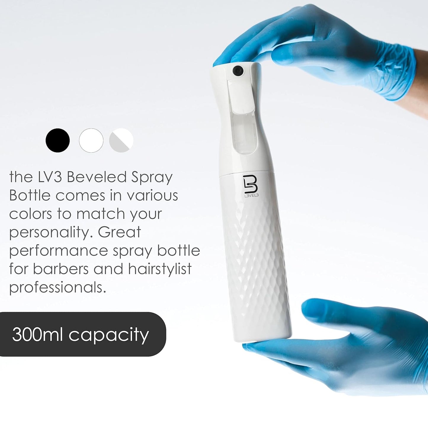 Level 3 Beveled Spray Bottle - Continuous Spray with a Fine Mist Pattern