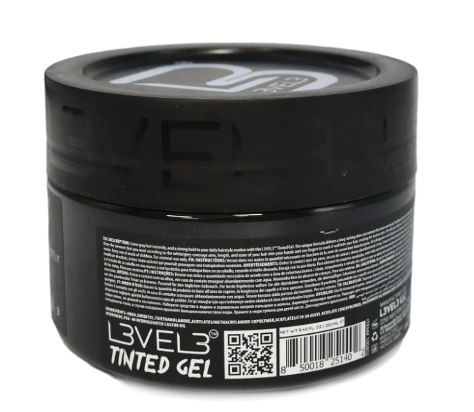 L3 Level 3 Tinted Gel Black - Temporary Black Hair Gel For Hair No Flaking and Rinses Out Easily