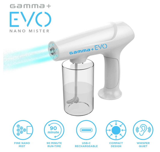 GAMMA+ Evo Nano Mister Cordless Portable Water Sprayer, Disinfect Mist, USB-C Rechargeable for Barber, Salon, Home Use