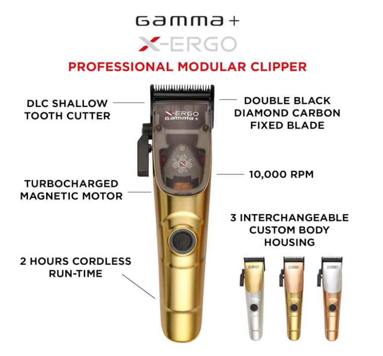 GAMMA+ XErgo Professional Hair Clipper and Ergo Professional Hair Clipper with Microchipped Magnetic Motors