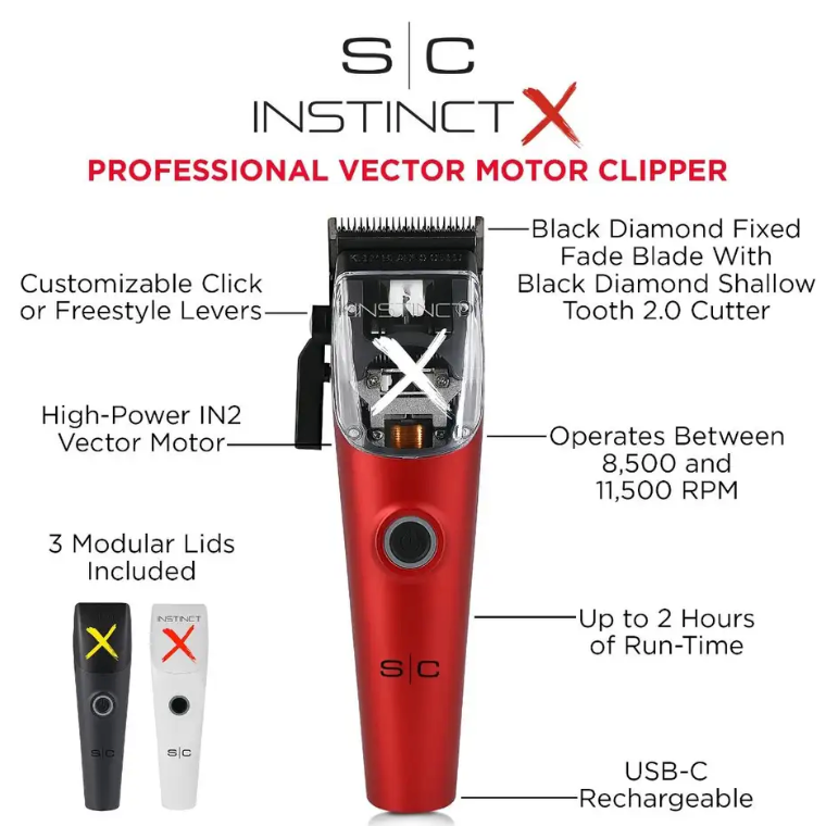 StyleCraft Instinct X Clipper - Professional Cordless Hair Clipper with Vector Motor