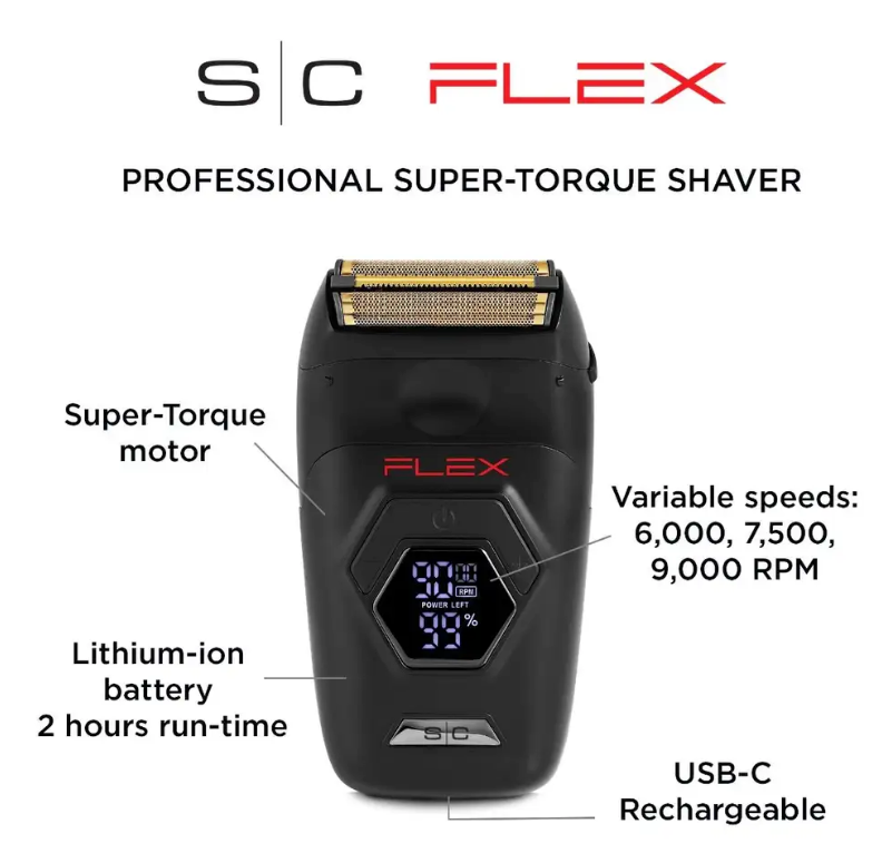 StyleCraft Flex Shaver - Professional Double Foil Cordless Shaver with Super-Torque Motor