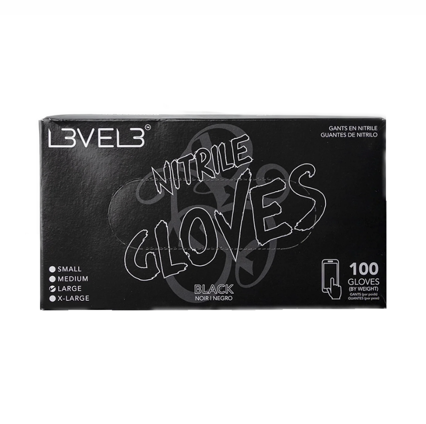L3VEL3 BLACK NITRILE GLOVES 100CT