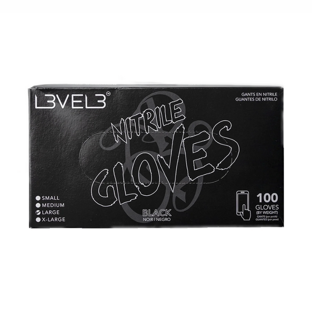 L3VEL3 BLACK NITRILE GLOVES 100CT