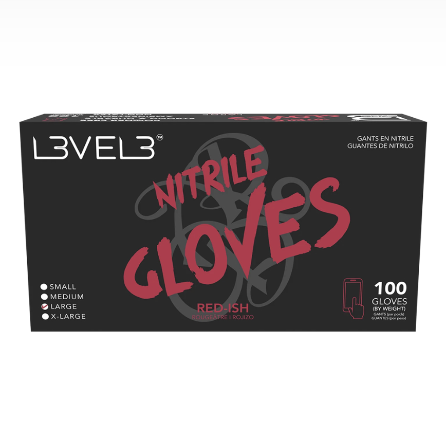 L3VEL3 RED-ISH NITRILE GLOVES 100CT