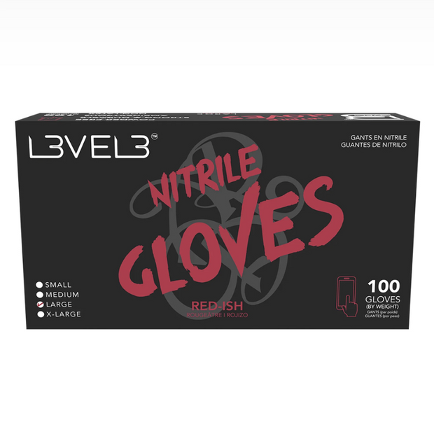 L3VEL3 RED-ISH NITRILE GLOVES 100CT