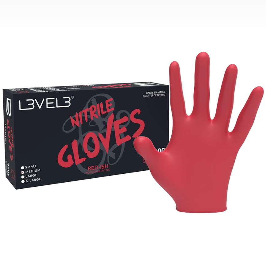 L3VEL3 RED-ISH NITRILE GLOVES 100CT