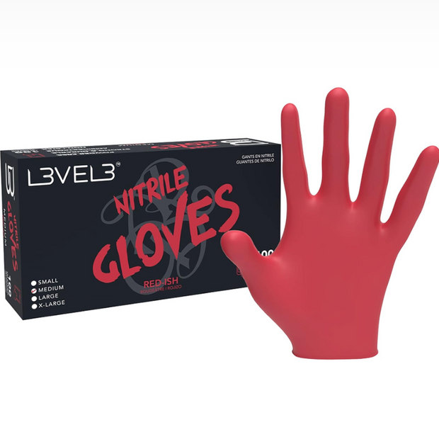L3VEL3 RED-ISH NITRILE GLOVES 100CT