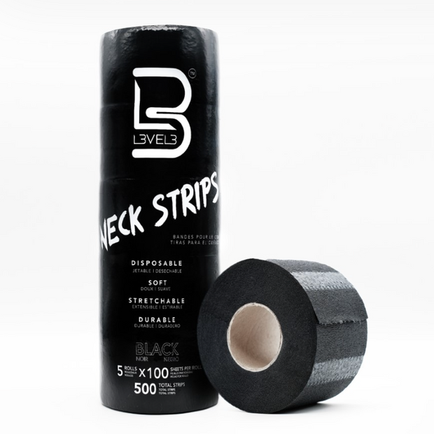 L3vel3 Neck Strips - Black - 5 Rolls 100 strips/Roll