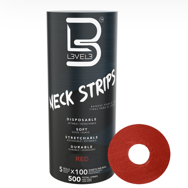 L3vel3 Neck Strips - Red - 5 Rolls 100 strips/Roll