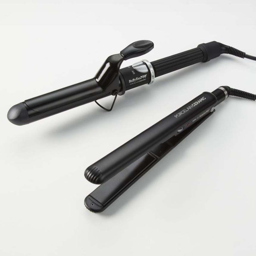 #BPCPP6UC BABYLISSPRO PORCELAIN CERAMIC FLAT IRON & CURLING IRON COMBO