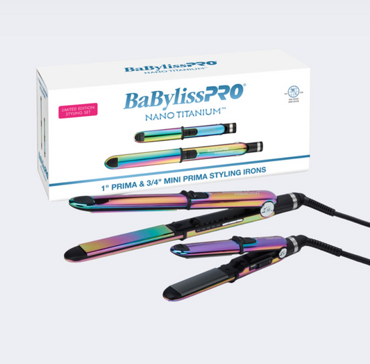 #BNTPK1RB BabylissPro Nano Titanium Iridescent Prima Iron Combo