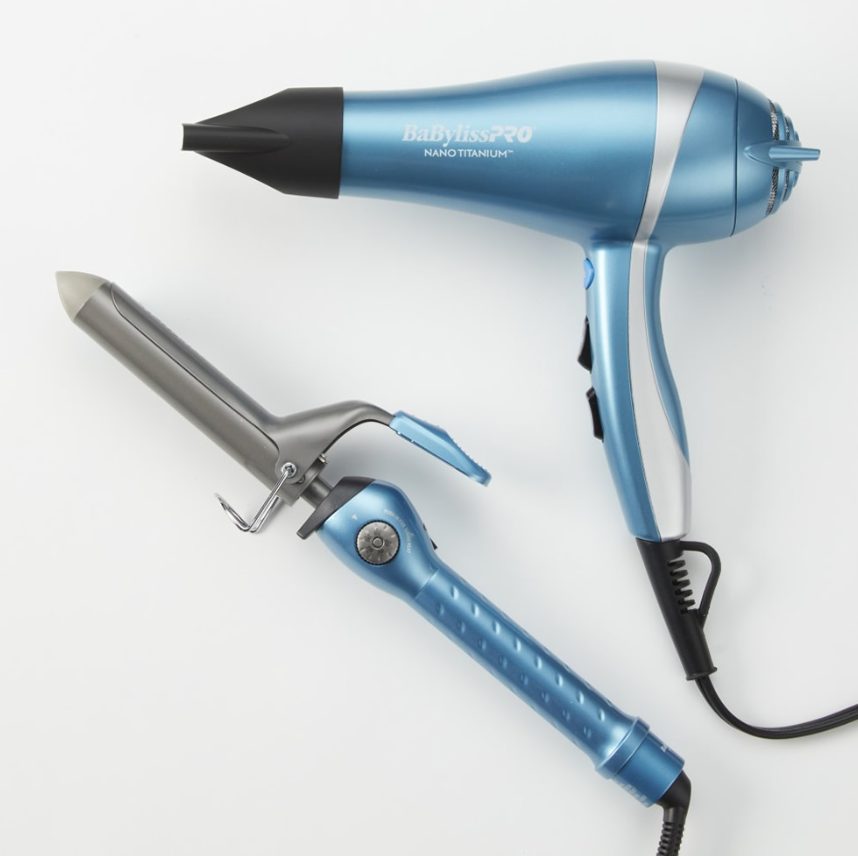 #BNTPP68 BABYLISSPRO NANO TITANIUM IONIC DRYER & 1" CURLING IRON COMBO