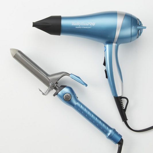 #BNTPP68 BABYLISSPRO NANO TITANIUM IONIC DRYER & 1" CURLING IRON COMBO
