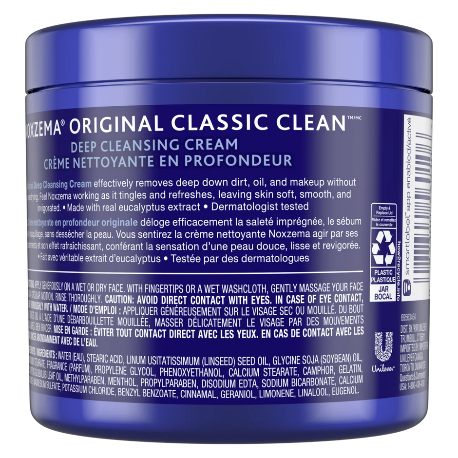 Noxzema Original Facial Cleanser Cream, Daily Deep Face Cleansing for All Skin Types 12 oz