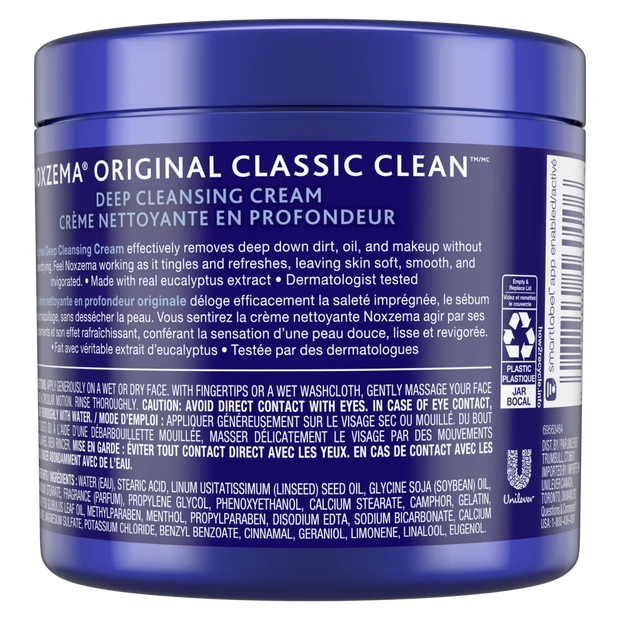 Noxzema Original Facial Cleanser Cream, Daily Deep Face Cleansing for All Skin Types 12 oz