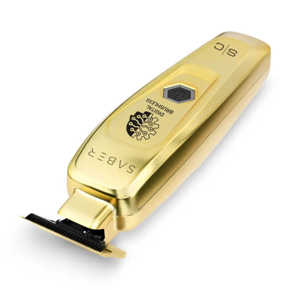 Saber Trimmer - Professional Cordless Hair Trimmer with Full Metal Body and Digital Brushless Motor in Gold