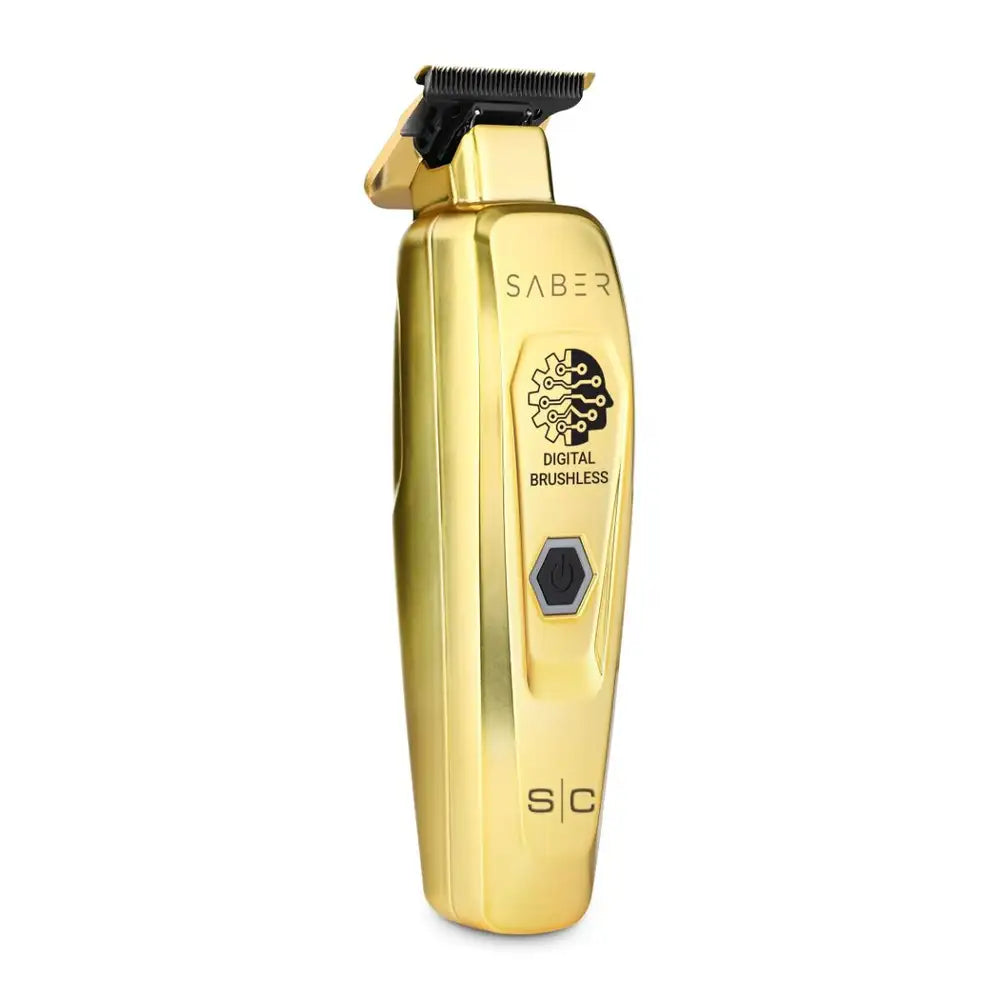 Saber Trimmer - Professional Cordless Hair Trimmer with Full Metal Body and Digital Brushless Motor in Gold