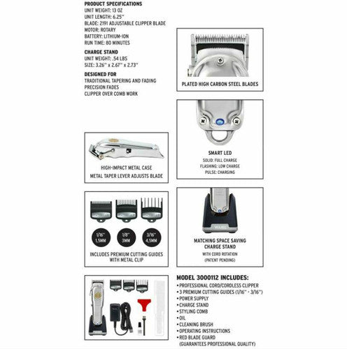 Wahl Professional 5 Star Senior Cordless Metal Edition Clipper 3000-112